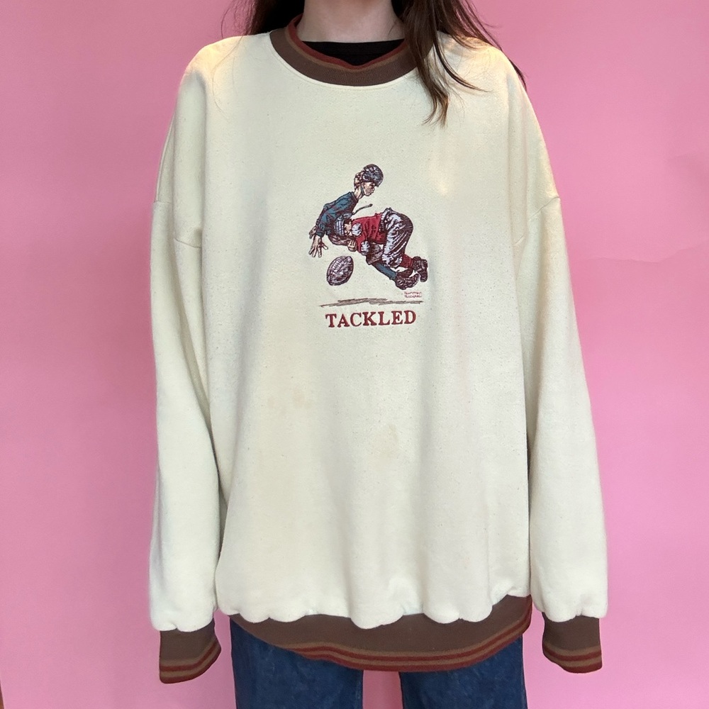 1980S NORMAN ROCKWELL TACKLED PULLOVER - Picture 2 of 6